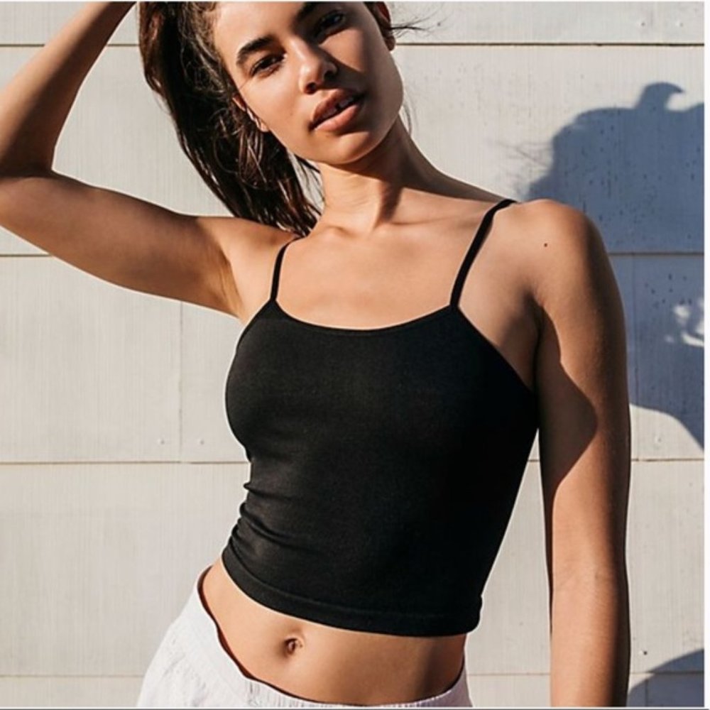 New Free People Black Strappy Back Tighten Up Tank - Picture 2 of 5